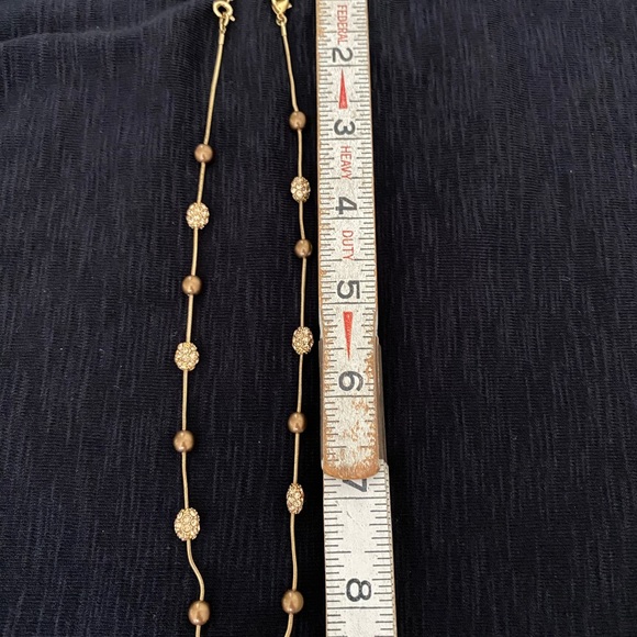 Monet Necklace Faux Pearl Rhinestones With Extender gold - Picture 5 of 5